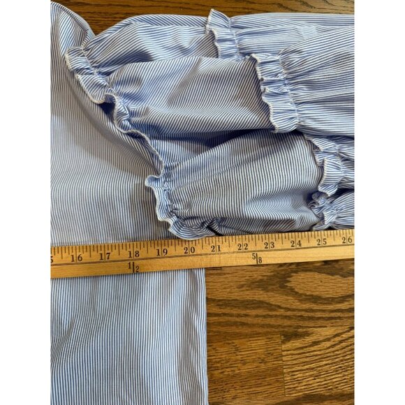Anthropologie DRA Womens Pinstripe Flutter Sleeve Top - Picture 10 of 12